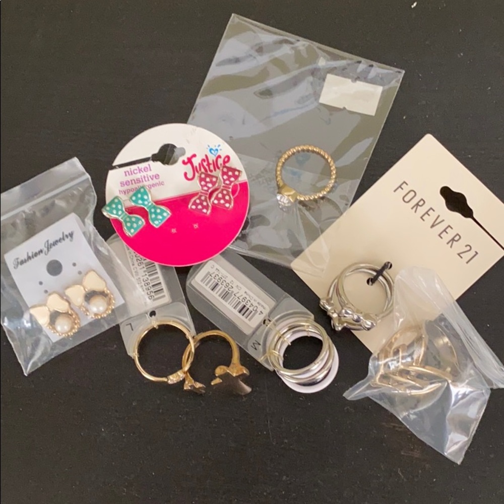NWT Forever 21 Old Navy Justice Earrings & Rings